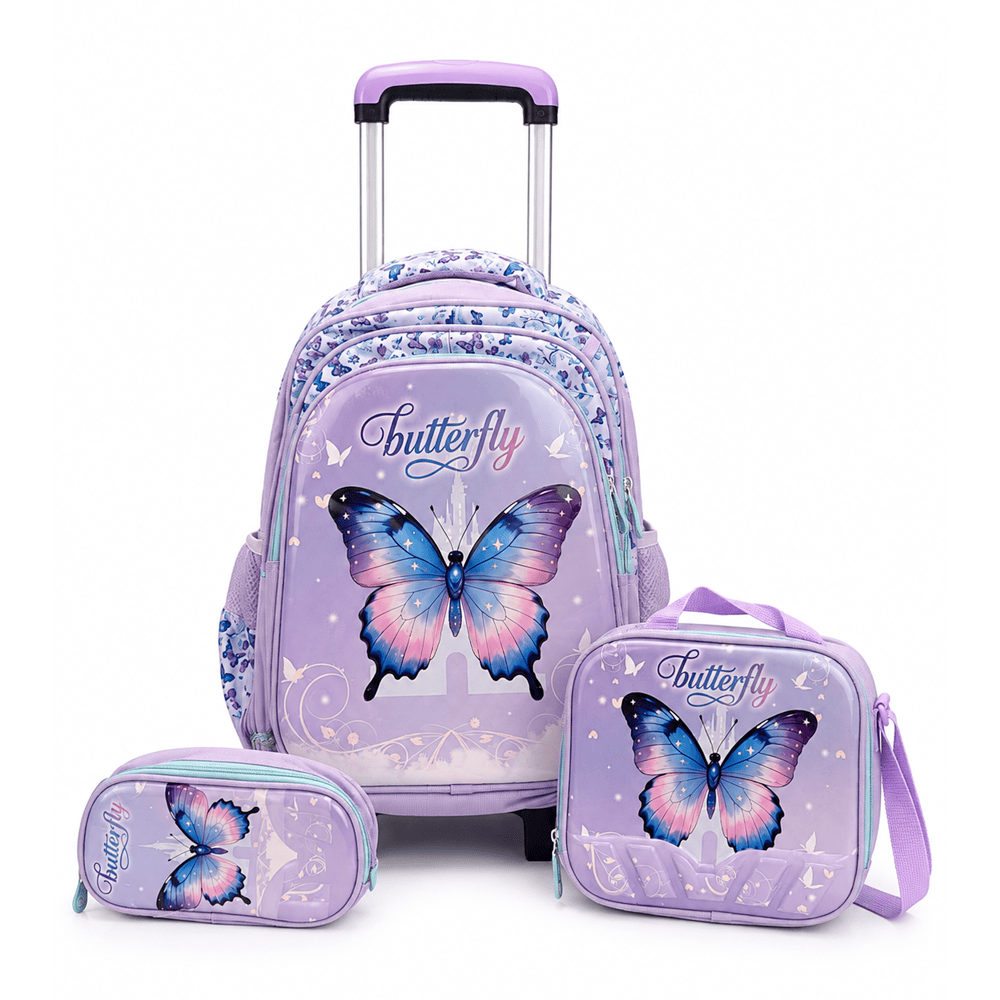 Alpha 55 Set Trio Trolley 17" Motif Papillon – Scolaire