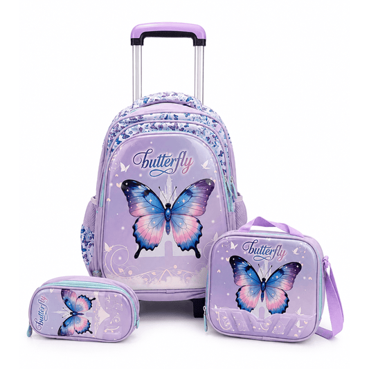 Alpha 55 Set Trio Trolley 17" Motif Papillon – Scolaire