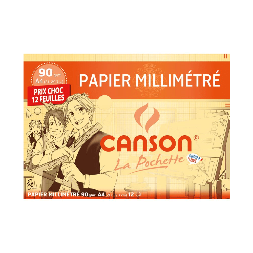 Alpha 55 Sicopa Set de 20 feuilles en Papier millimètre A4 avec pochette