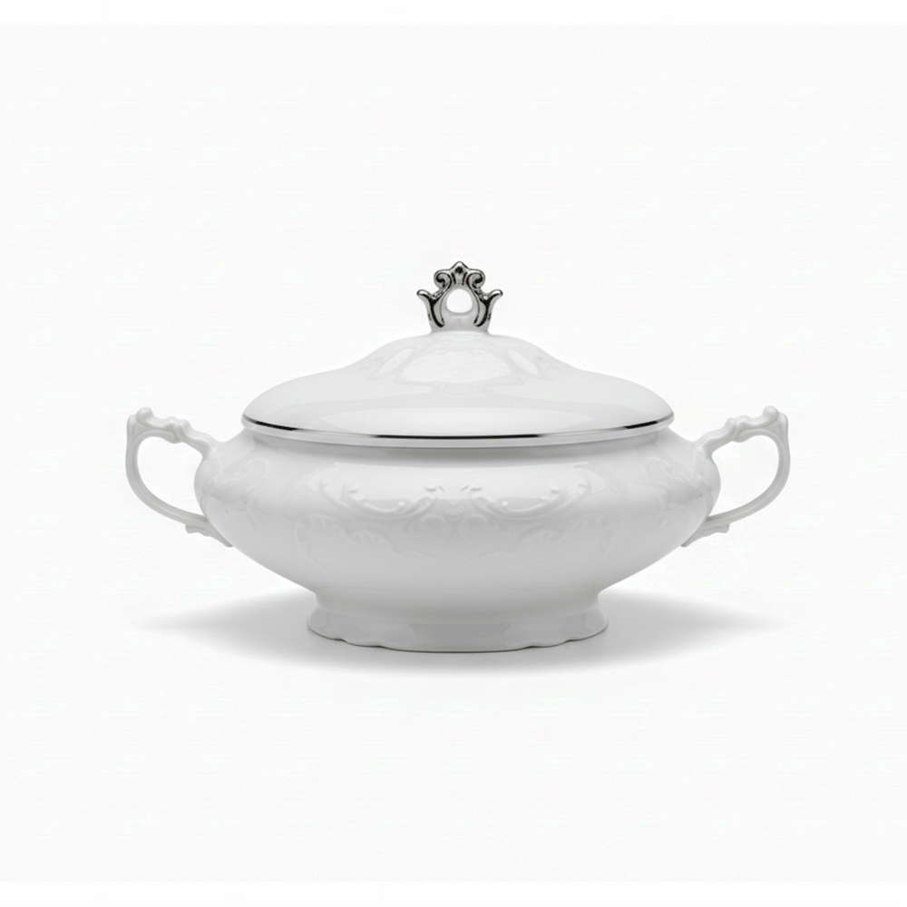 Alpha 55 Soupière en Porcelaine Fil Argent – Élégance