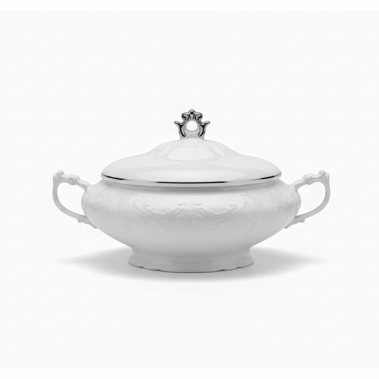 Alpha 55 Soupière en Porcelaine Fil Argent – Élégance