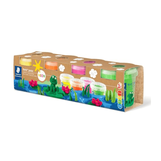 Alpha 55 Staedtler Pâte à Modeler Noris Junior Néon – 4 Pots de 130 g