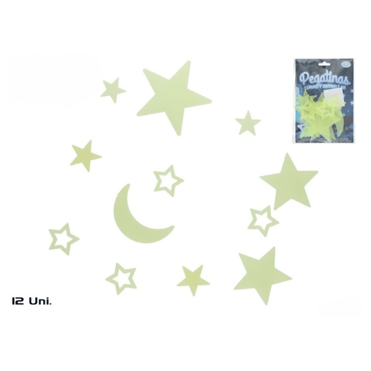 Alpha 55 Stickers GID 12 pcs étoiles & lune – phosphorescents