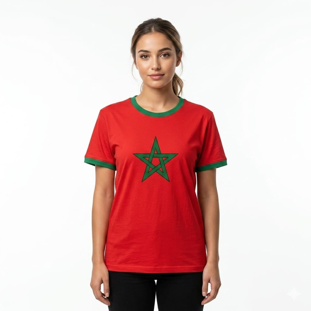 Alpha 55 T-shirt Coton Femme Maroc Rouge Style Sport