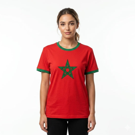 Alpha 55 T-shirt Coton Femme Maroc Rouge Style Sport