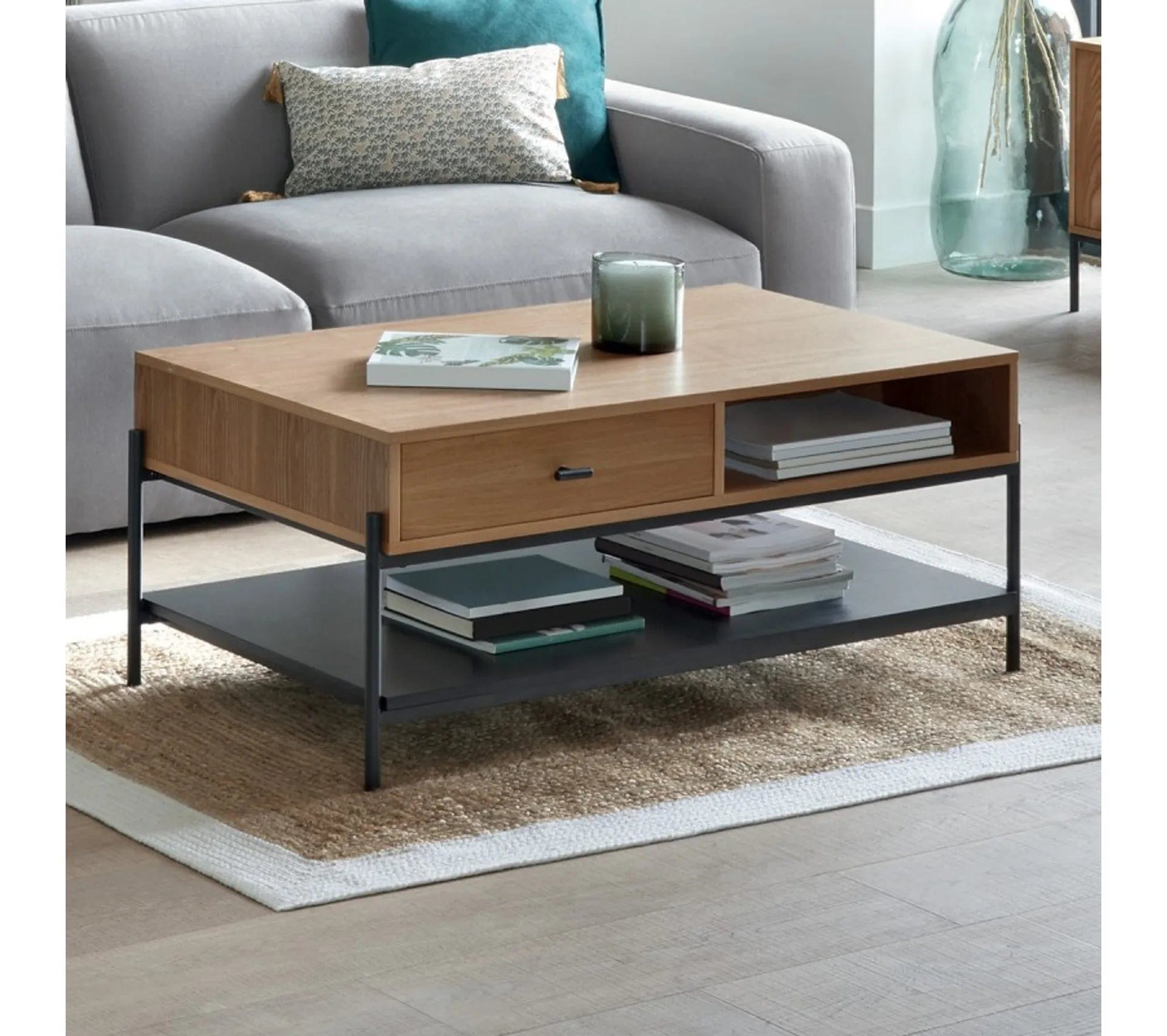 Alpha 55 Table Basse 2 Tiroirs Design "simon" 100cm Beige