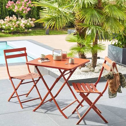 Alpha 55 Table carrée pliante en plastique Greensboro ambre 70 × 70 cm – 2 places