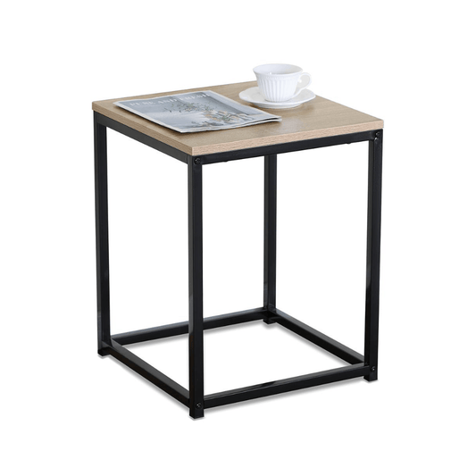 Alpha 55 Table d’appoint carrée en bois et métal – Design Moderne