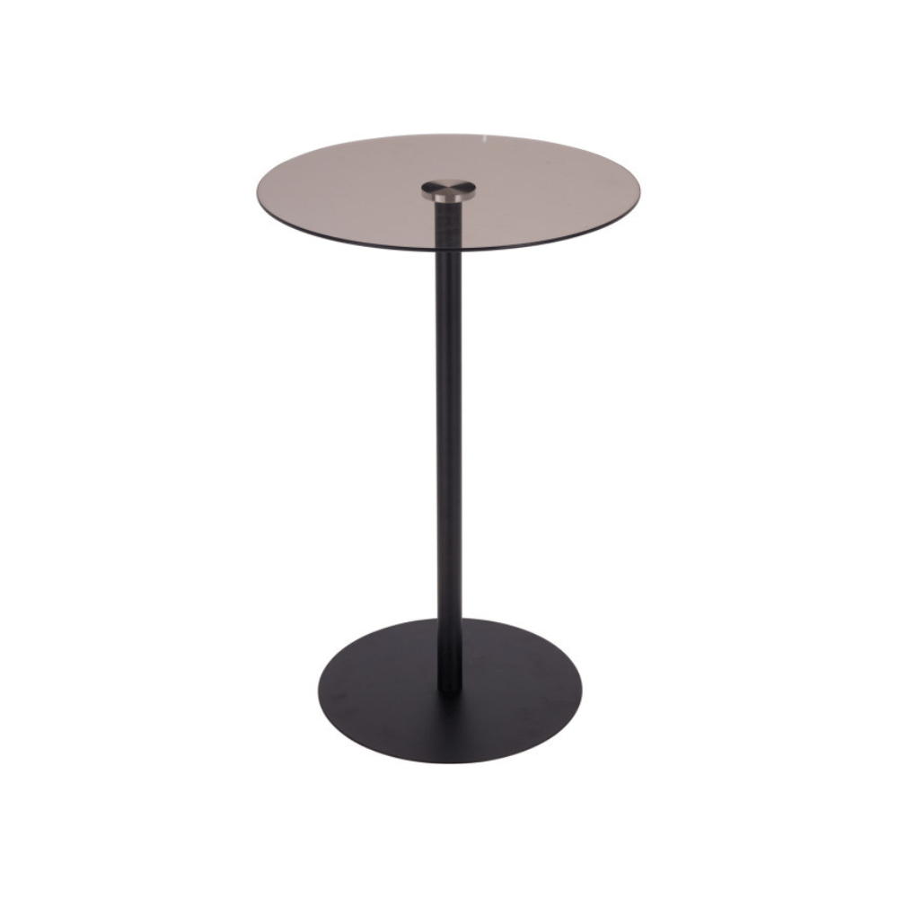 Alpha 55 Table d’Appoint en métal & verre Noire
