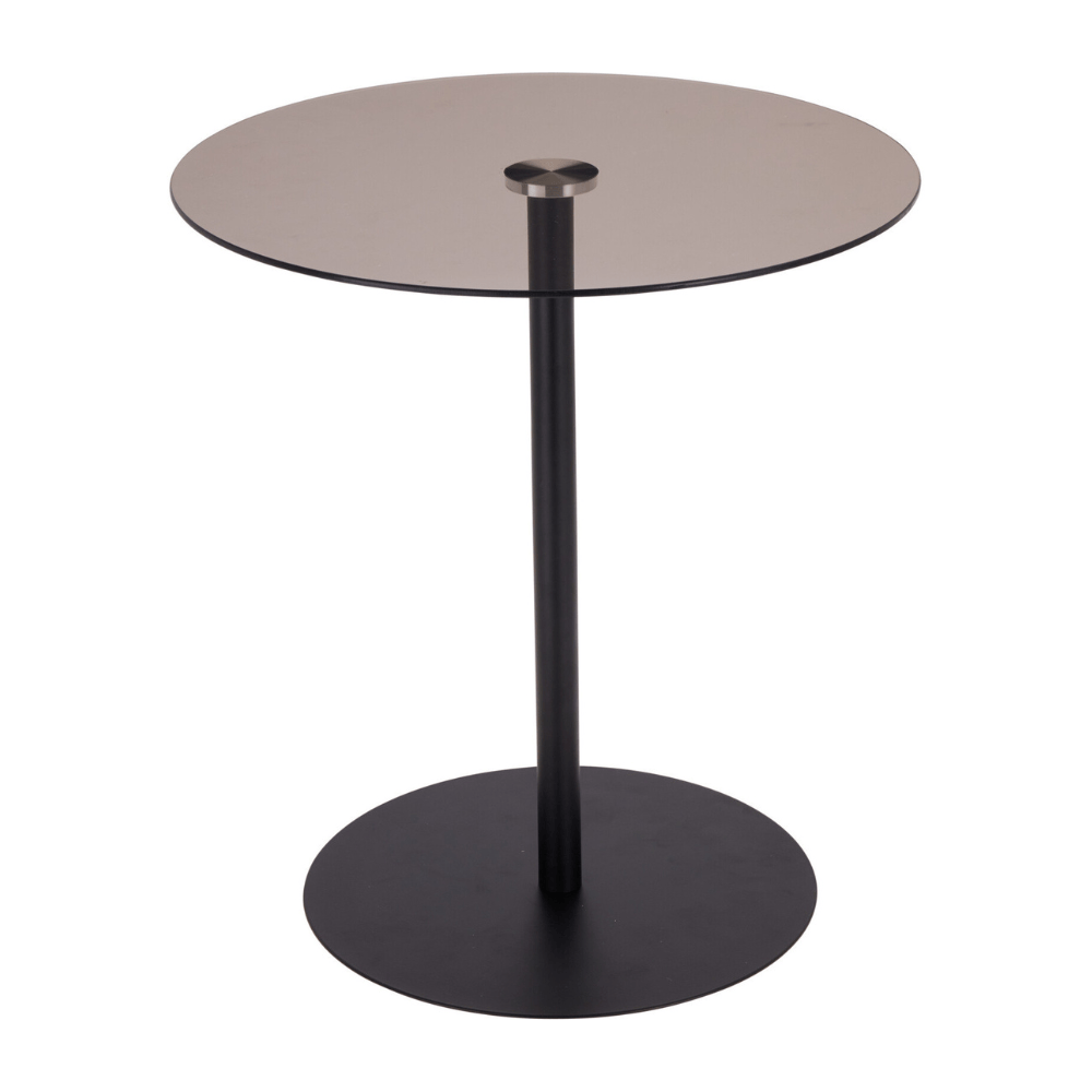 Alpha 55 Table d'Appoint Métal & Verre Noir - Design Moderne