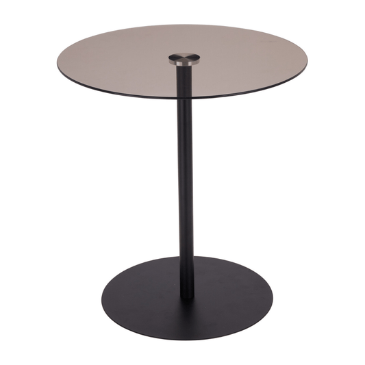 Alpha 55 Table d'Appoint Métal & Verre Noir - Design Moderne