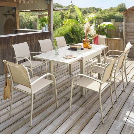 Alpha 55 Table de jardin extensible en aluminium Piazza 90 × 90 × 75,5 cm