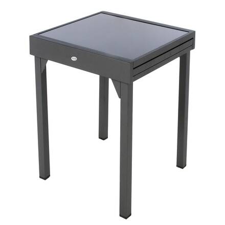 Alpha 55 Table de jardin extensible en verre trempé 90 × 90 × 75,5 cm