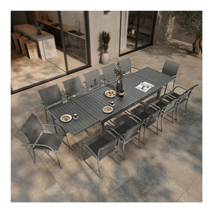 Alpha 55 Table extensible Piazza 12 places en aluminium graphite
