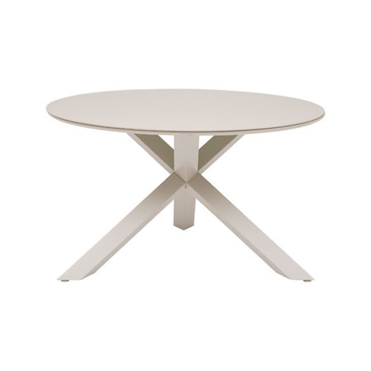 Alpha 55 Table Oryon ronde 6 places aluminium en verre argile
