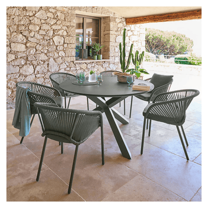 Alpha 55 Table Oryon ronde 6 places en aluminium et verre