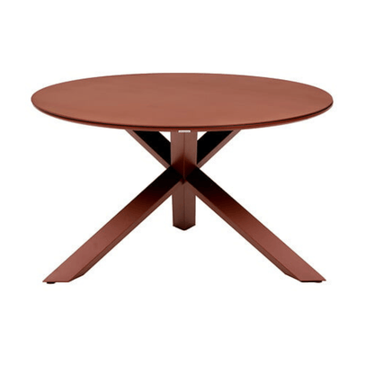 Alpha 55 Table Oryon ronde 6 places en aluminium et verre acajou