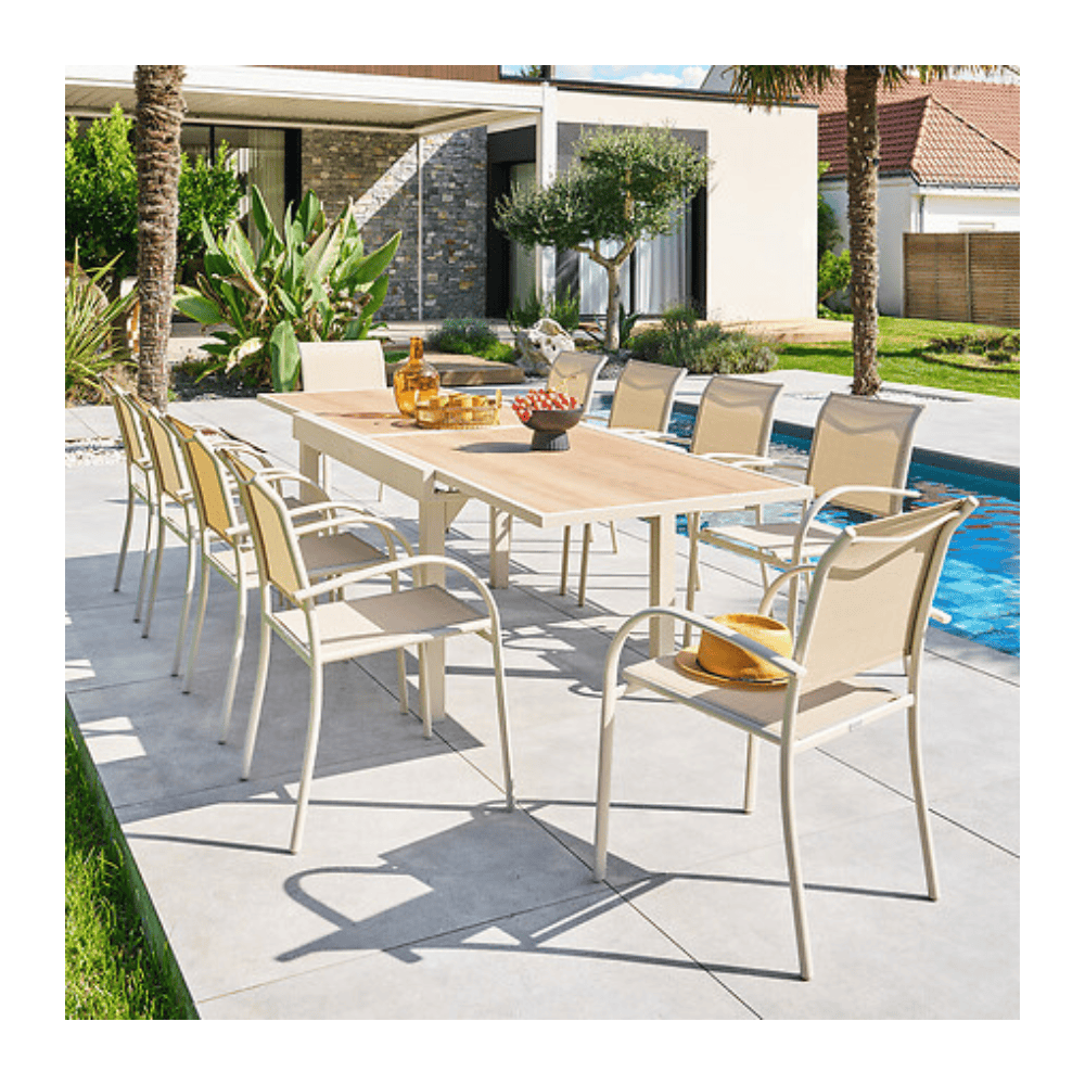 Alpha 55 Table Piazza extensible 10 places verre imprimé