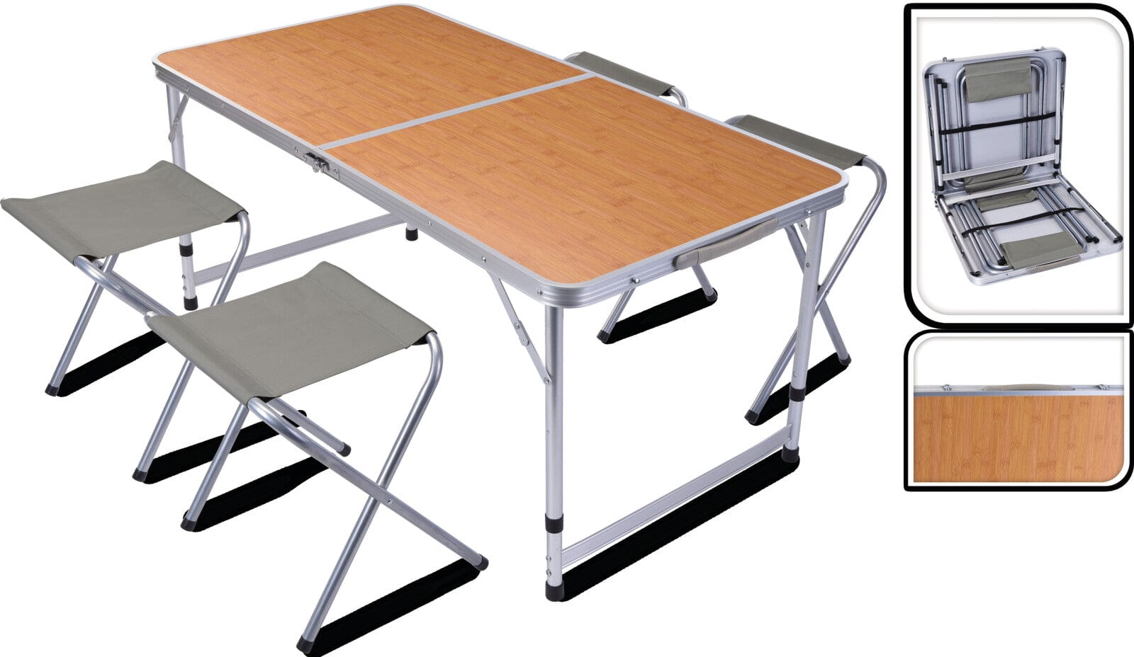 Table pliable avec 4 chaises Bambou 120x60 cm