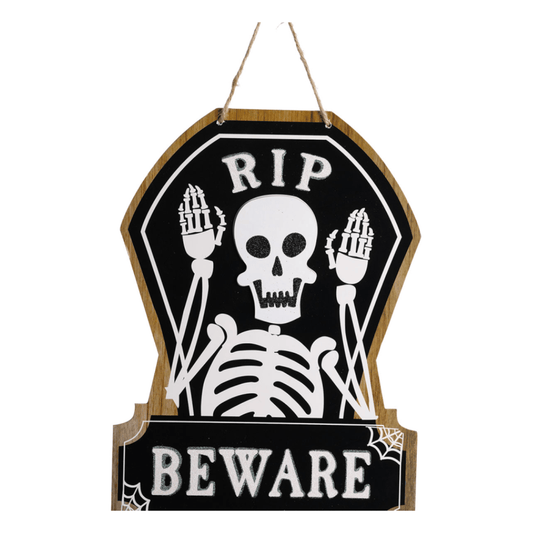 Alpha 55 Tableau Beware en Bois 35 cm – Décoration Halloween
