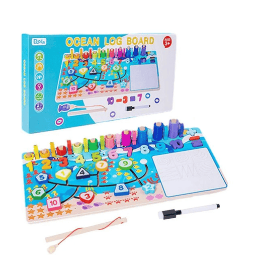Alpha 55 Tableau Bois Chiffres + Pêche Magnétique Éducatif