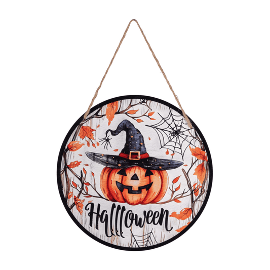 Alpha 55 Tableau Citrouille Halloween en Bois D.37 cm