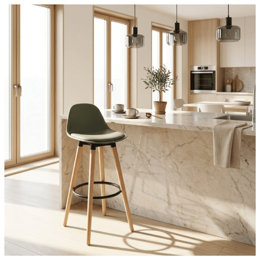 Alpha 55 Tabouret de Bar Maxon Vert Kaki Moderne