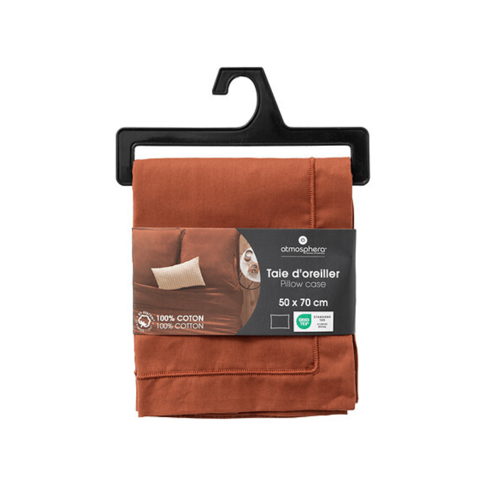 Alpha 55 Taie d’Oreiller 50 x 70 cm en Coton Terracotta