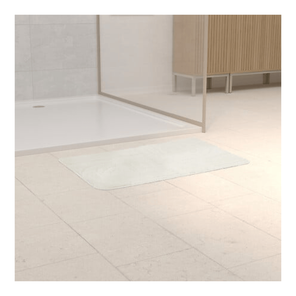 Alpha 55 Tapis de Bain Strio Polyester Blanc Élégant
