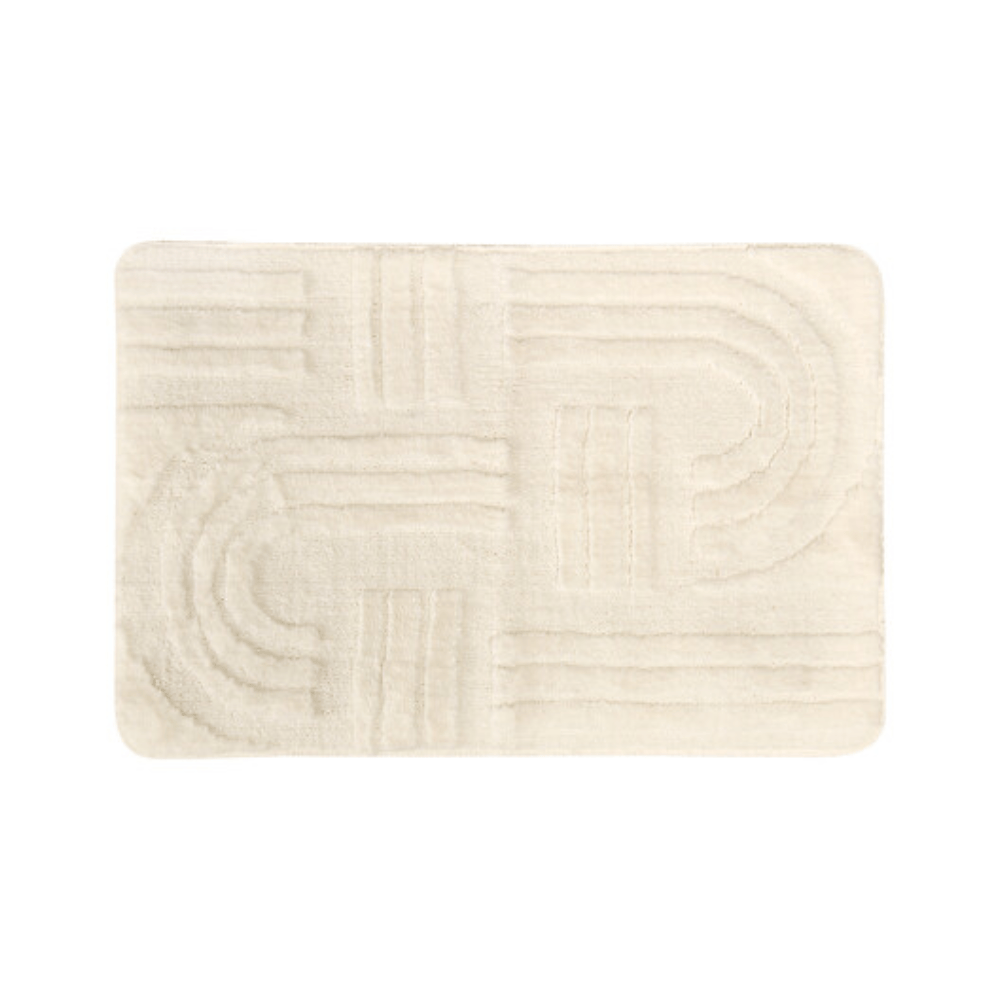 Alpha 55 Tapis de Bain Strio Polyester Blanc Élégant