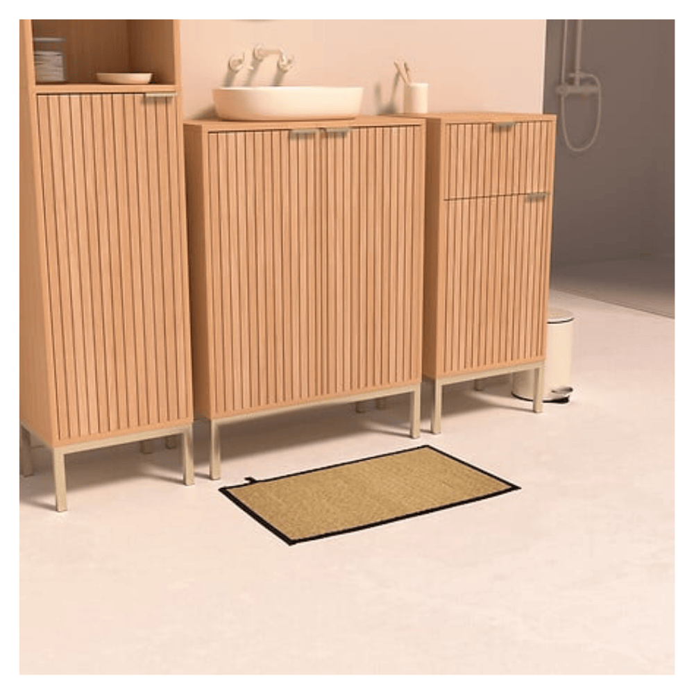 Alpha 55 Tapis de Salle de Bain Stemy 50 x 80 cm Bambou Liséré Noir