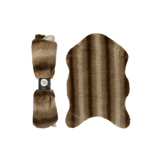 Alpha 55 Tapis en fausse fourrure rayé marron beige doux