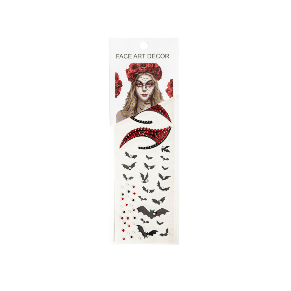 Alpha 55 tatoo Tatouages Strass Chauve Souris Rouge Halloween