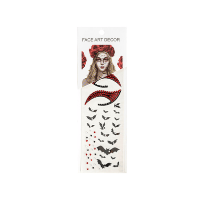 Alpha 55 tatoo Tatouages Strass Chauve Souris Rouge Halloween