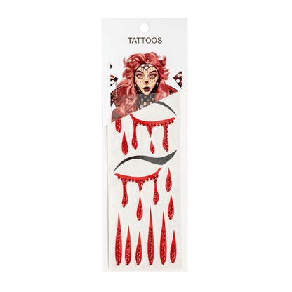 Alpha 55 tatoo Tatouages Strass Larmes de Sang Rouge Halloween