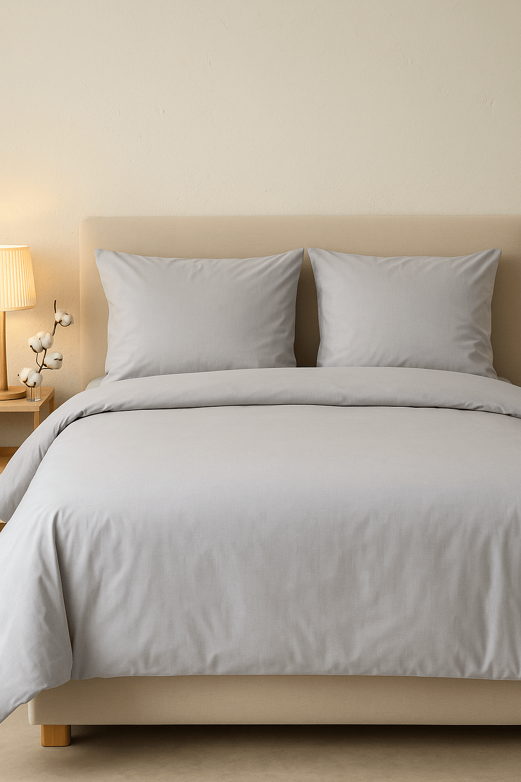 Alpha 55 Taupe Parure de lit en coton avec 2 taies d'oreiller