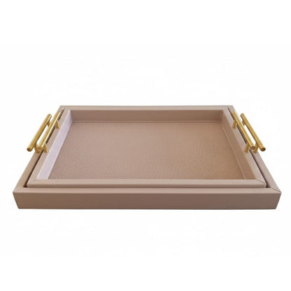 Alpha 55 Taupe Set de 2 Plateaux Finition Tissu – Chic