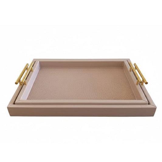 Alpha 55 Taupe Set de 2 Plateaux Finition Tissu – Chic