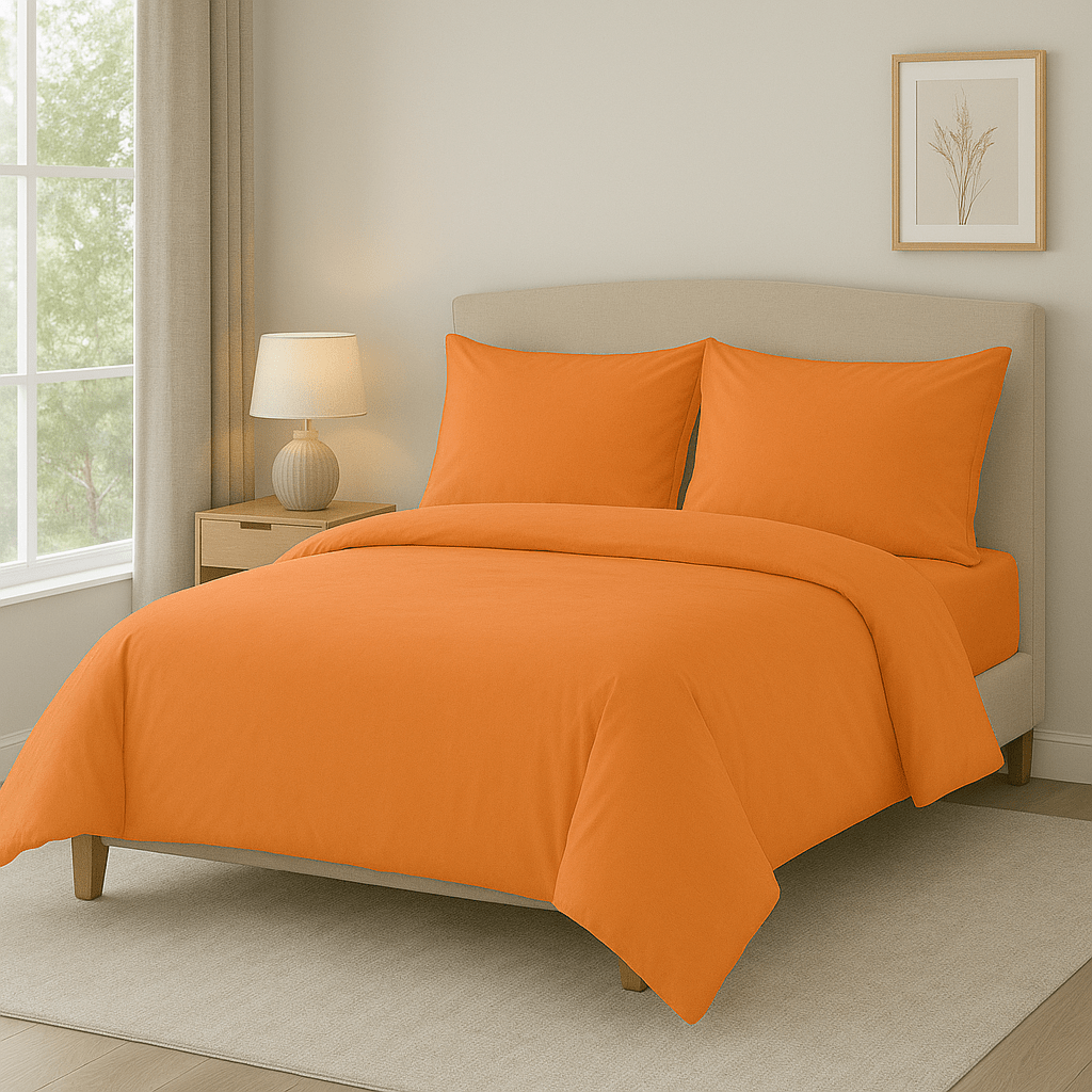 Alpha 55 Terracotta Parure de lit en coton avec 2 taies d'oreiller