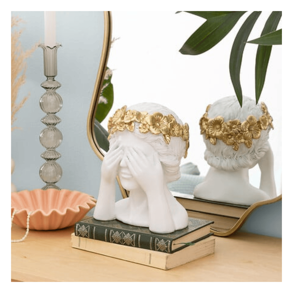 Alpha 55 Tête Femme Déco Wild Romance 22 cm en Résine Blanche
