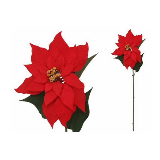 Alpha 55 Tige de poinsettia rouge – Fleur artificielle de Noël