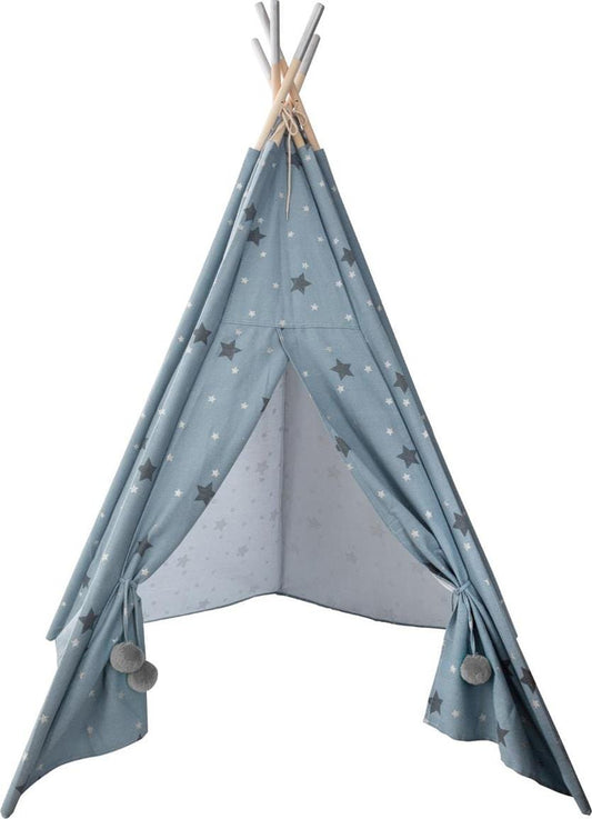 Alpha 55 Tipi pour enfant avec motif étoiles 5 pieds 130x160 cm bleu