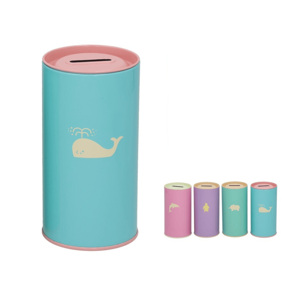 Alpha 55 Tirelire cylindrique métal – Motif animal