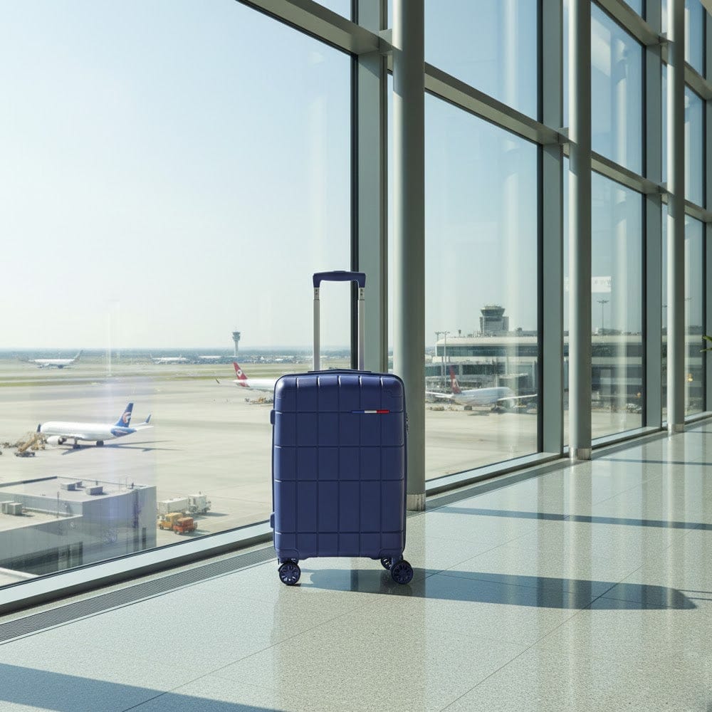 Alpha 55 Trolley 8 Roues Coque Quadrillée Bleu – Style & Confort