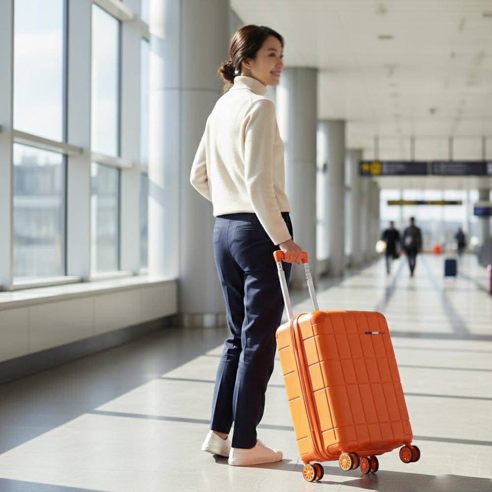 Alpha 55 Trolley 8 Roues Coque Quadrillée Orange – Design & Robustesse