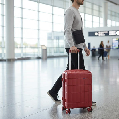 Alpha 55 Trolley 8 Roues Coque Quadrillée Rouge – Style & Sécurité