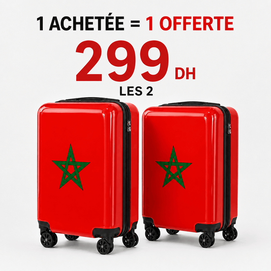 Alpha 55 Valise cabine Rouge Valise Cabine 55 cm Rigide ABS 4 Roues - Lot de 2 - Rouge