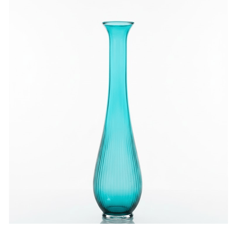 Alpha 55 Vase Amphore Torsadé en Verre Turquoise – Design Unique
