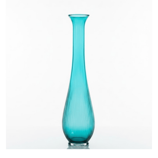 Alpha 55 Vase Amphore Torsadé en Verre Turquoise – Design Unique