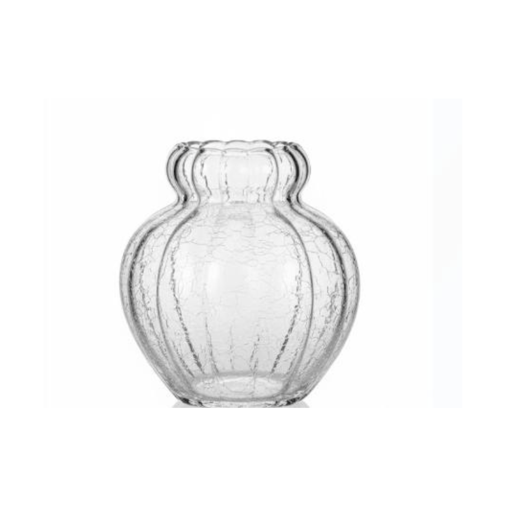 Alpha 55 Vase Baroque Côtelé en Verre Transparent – Chic & Élégant